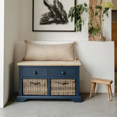 The Range Florence Storage Bench with 2 Baskets - Navy Blue