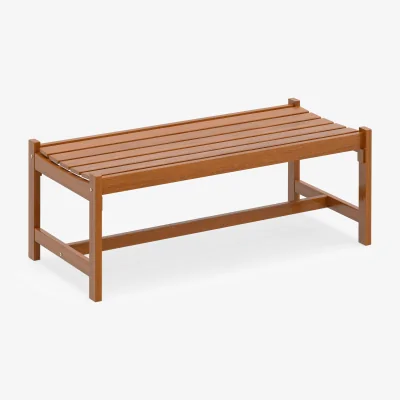The Range Farmhouse Wooden Slat Bench - Brown