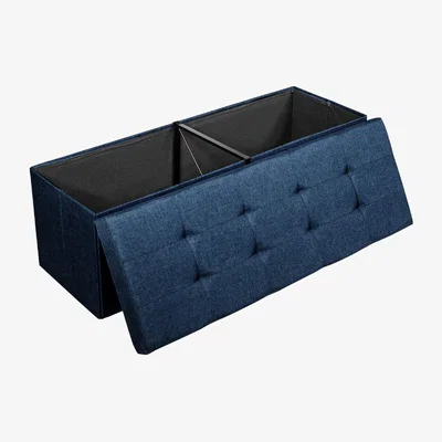 The Range Folding Storage Ottoman Bench with Lid - Blue