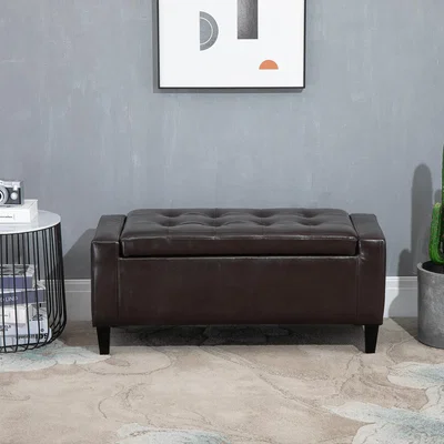 The Range PU Leather Storage Ottoman Bench Footrest  - Brown
