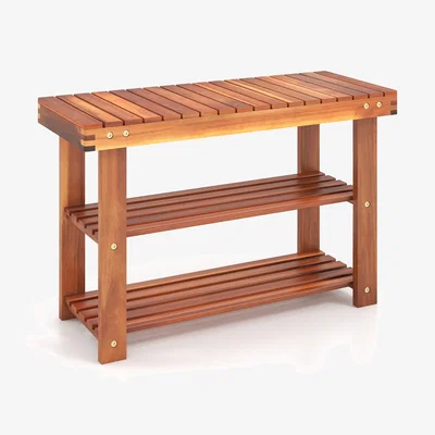 The Range 3-Tier Shoe Organizer Shoe Rack Bench - Brown / 70cm