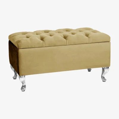 The Range 180cm Chesterfield Ottoman Storage Bench, Teal Tufted Upholstered Velvet Ottoman Footstool - Mink Plush Velvet
