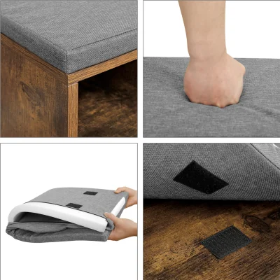 The Range VASAGLE Shoe Bench with Cushion and Storage Compartments - Bronze / Particle Board / 19.5kg