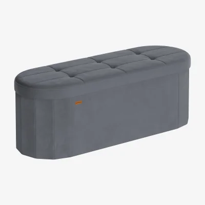 The Range Storage Ottoman Bench, Storage Chest, Folding Foot Rest Stool - Slate Grey