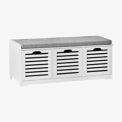 The Range SoBuy White Storage Bench with 3 Drawers