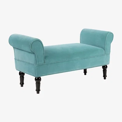 The Range Velvet Upholstered Bed End Bench - Teal