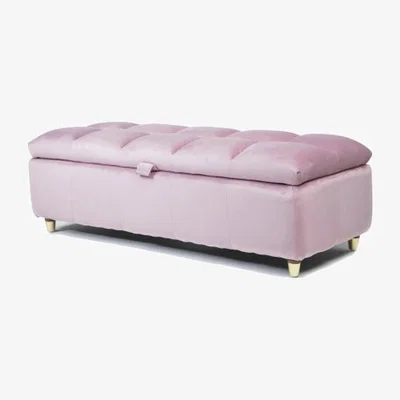 The Range Coco Ottoman Storage Bench with Padded Top(Pink) - pink