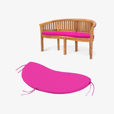 The Range Water-Resistant Curved Banana Bench Seat Pad with Ties - Pink