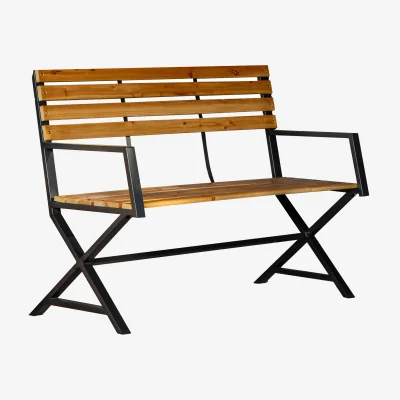 The Range 2 Person Modern Cross Design Patio Bench - Wooden