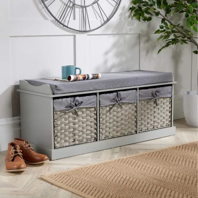 The Range Malibu White Storage Bench 3 Drawer - White