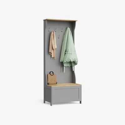 The Range Hallway Coat Rack Stand and Shoe Storage Bench - Grey / 71cm