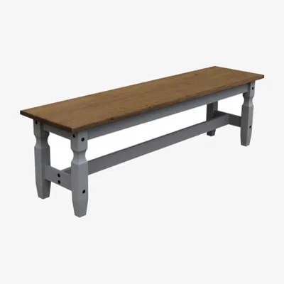 The Range Corona Grey Wax 5ft Dining Bench - Distressed Grey Wax