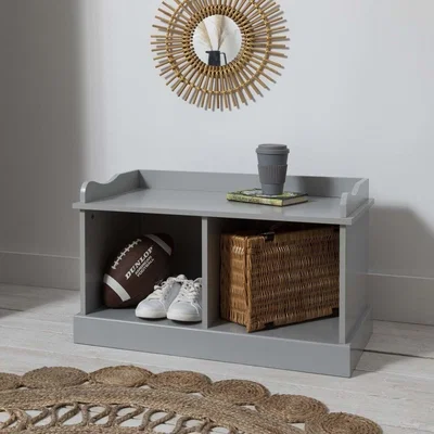 The Range Stockholm Storage Bench - Silk Grey / Bench with 2 Open Storage Cubes