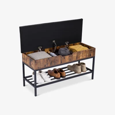 The Range 100 CM Shoe Storage Bench with Shelf And Lift Top - Brown
