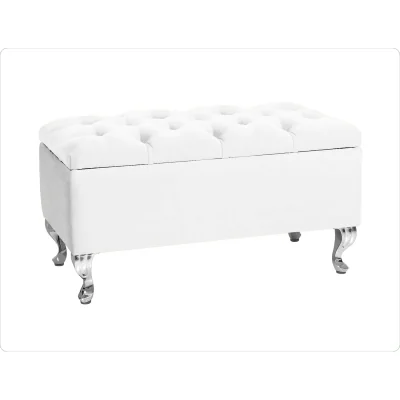 The Range 180cm Chesterfield Ottoman Storage Bench, Teal Tufted Upholstered Velvet Ottoman Footstool - White Plush Velvet