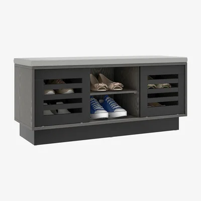 The Range Shoe Storage Bench Shoe Shelf with Cushion - Grey