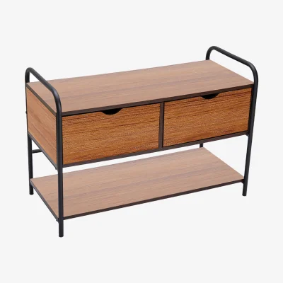 The Range Modern 2 Drawer Entry Bench - Walnut