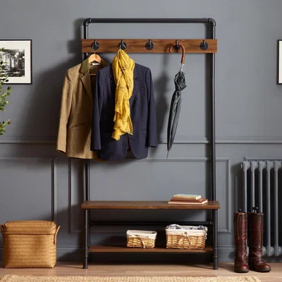 The Range Boston Hallway Stand With Bench - Black/Brown