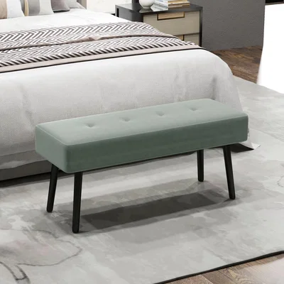 The Range HOMCOM End of Bed Bench with Thick Padding - Green