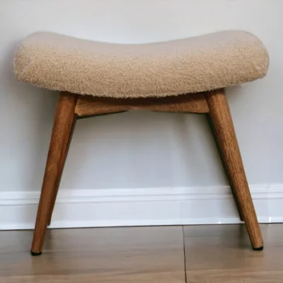 The Range Solid Wood upholstered Curved Bench - Brown