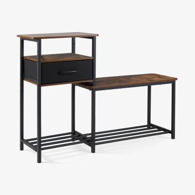 The Range 3 Tiers Industrial Shoe Rack Bench - Brown