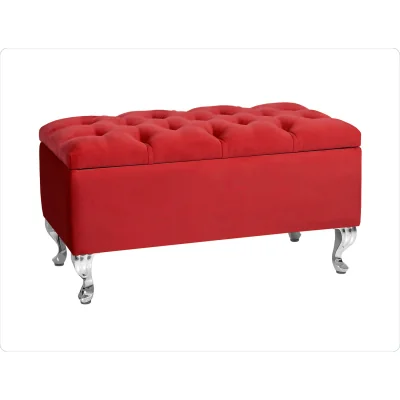 The Range 180cm Chesterfield Ottoman Storage Bench, Teal Tufted Upholstered Velvet Ottoman Footstool - Red Plush Velvet