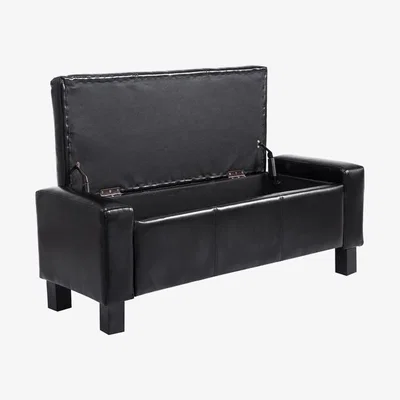 The Range Modern Storage Bench Ottoman  - Black