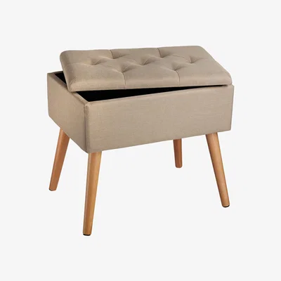 The Range Bench Ranya - Upholstered Linen Look, Storage Space, 300kg Capacity - Sand