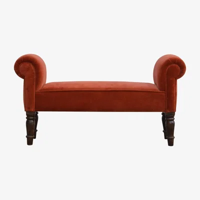 The Range Modern Hand Crafted Brick Red Velvet Bench - Red
