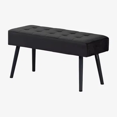 The Range Black Velvet Padded Dining Bench with Metal Dining Room - Black