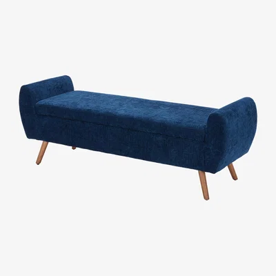 The Range Chenille Upholstered Storage Bench - Blue