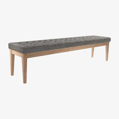 Sofa.com Buttons Bench in Liquorice Baylee Multi-Tone Viscose Linen