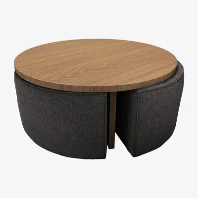 Sofa.com Woody Coffee Table and Nesting Stool Set in Anthracite Quartz - sofa.com
