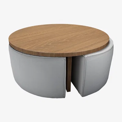 Sofa.com Woody Coffee Table and Nesting Stool Set in Graphite Smart Cotton - sofa.com
