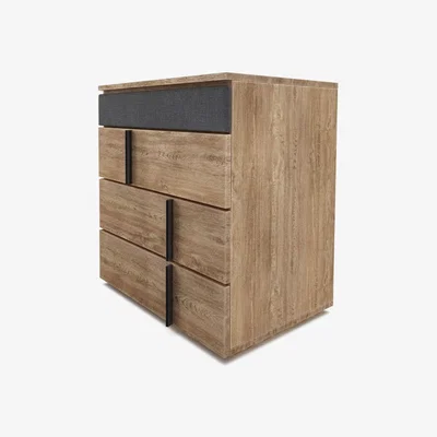 Sofa.com Amalfi Bedside Chest of Drawers in Charcoal Brushed Linen Cotton - sofa.com