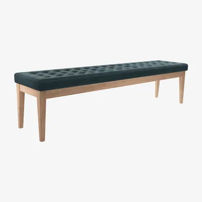 Sofa.com Buttons Bench in Deep Forest Aquaclean Clever Velvet