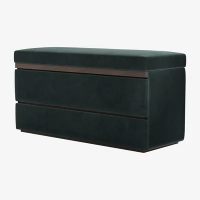 Sofa.com Hardy Bedside Chest of Drawers in Smokey Green Cashmere Velvet - sofa.com