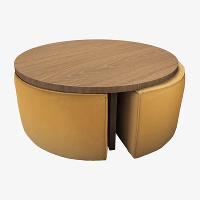 Sofa.com Woody Coffee Table and Nesting Stool Set in Ochre Easy Cotton - sofa.com