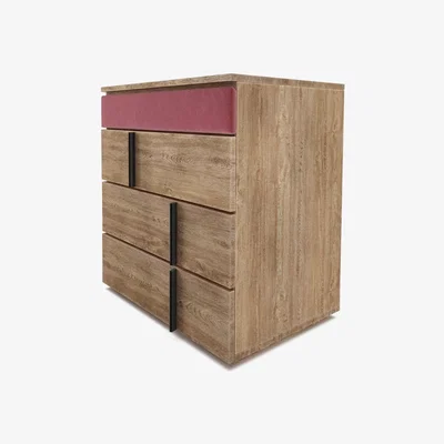 Sofa.com Amalfi Bedside Chest of Drawers in Dusty rose Pure Cotton Matt Velvet - sofa.com
