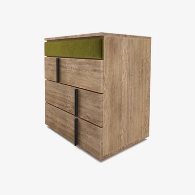 Sofa.com Amalfi Bedside Chest of Drawers in Olive Pure Cotton Matt Velvet - sofa.com