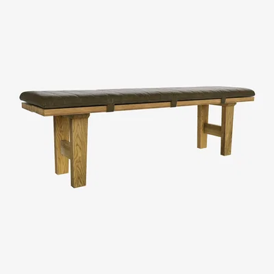 Sofa.com Kingsley Bench Dining Cushion in Dark Moss Antique Leather - sofa.com