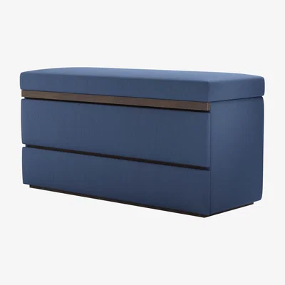 Sofa.com Hardy Bedside Chest of Drawers in Oxford blue Brushed Linen Cotton - sofa.com