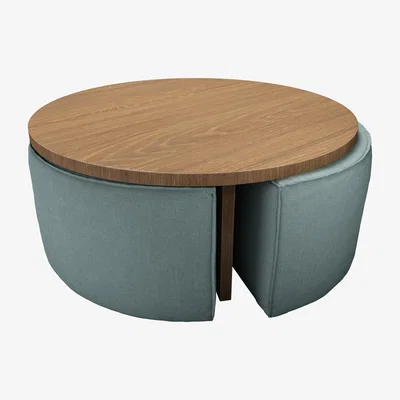 Sofa.com Woody Coffee Table and Nesting Stool Set in Holkham Norfolk Cotton - sofa.com