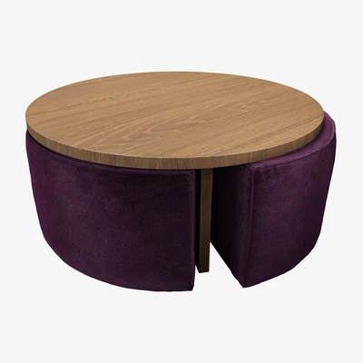 Sofa.com Woody Coffee Table and Nesting Stool Set in Plum Smart Velvet - sofa.com