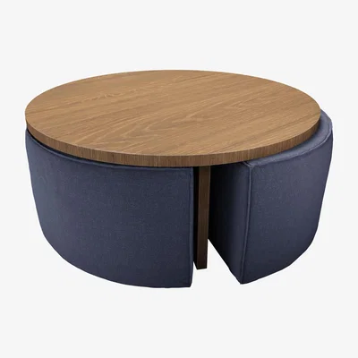 Sofa.com Woody Coffee Table and Nesting Stool Set in Uniform House Plain Weave - sofa.com