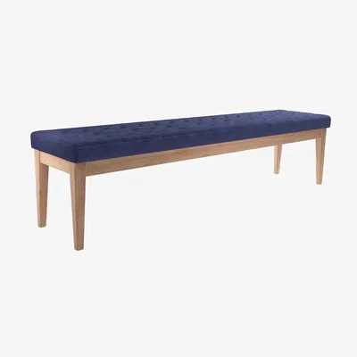 Sofa.com Buttons Bench in Prussian Blue Cotton Matt Velvet - sofa.com