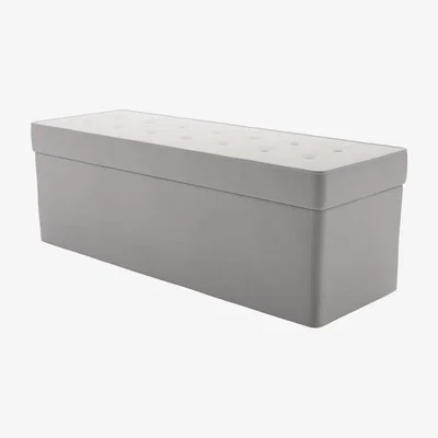 Sofa.com Perfectly Pristine Buttons Blanket Box in Dove Grey Smart Velvet - sofa.com