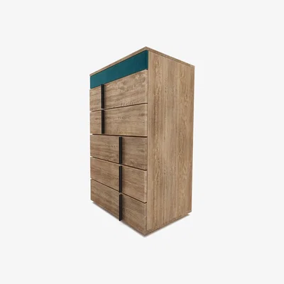 Sofa.com Sorrento Five Drawer Chest of Drawers in Deep Turquoise Pure Cotton Matt Velvet - sofa.com