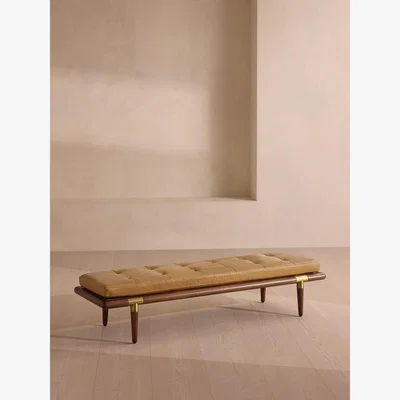 Soho Home Theodore Bench, Leather, Honey