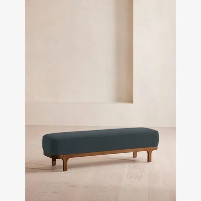 Soho Home Belsa Bench, Harrow Velvet Grey Blue, UK